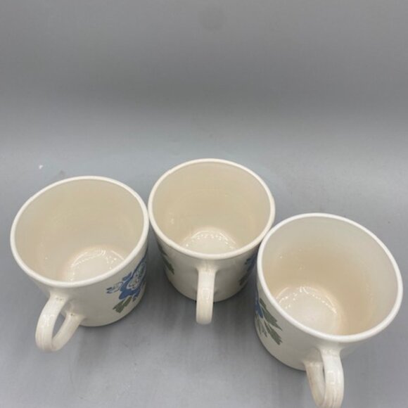 3) Corning Colonial Mist Mug Coffee Teacups Blue Flowers Vintage - Picture 3 of 4